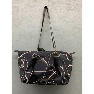 Mali + Lili Signature Abstract Print Weekender Bag‎ Black & Tan Gold Accent